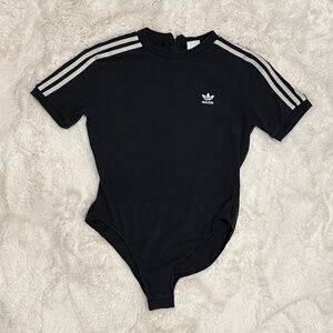 Adidas Originals 3-Stripe Trefoil Bodysuit Leotard Short Sleeve Medium Size